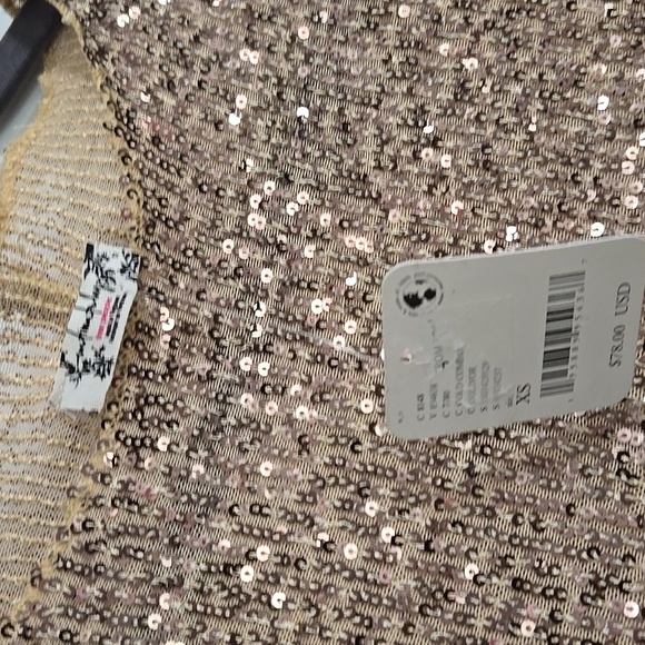 Free People Intimately Gold Rush Long Sleeve Top Blouse Gold Combo XS NWT - Picture 5 of 6